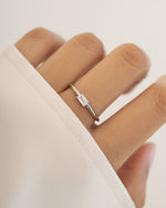 Sterling silver Diamond Lori Baguette Ring by Sami Jewels featuring a sleek band with baguette-cut diamonds.