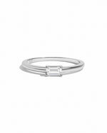 Sterling silver Diamond Lori Baguette Ring with sparkling baguette-cut diamonds on a white background.