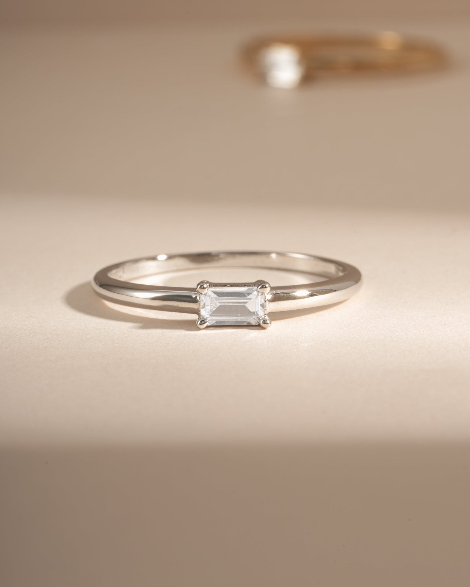 Sterling silver Diamond Lori Baguette Ring with sparkling baguette-cut diamonds, elegant jewelry from Sami Jewels.