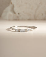 White CZ Baguette Ring by Sami Jewels featuring a sterling silver band with sparkling baguette-cut cubic zirconia.