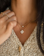 Gold Tiny Bezel Necklace by Sami Jewels featuring a delicate diamond bezel pendant on a fine chain.