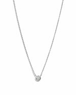 Sterling silver Tiny Bezel Necklace by Sami Jewels featuring a small diamond bezel pendant on a delicate chain.