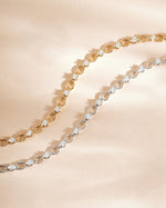 Sami Jewels Lilly Tennis Bracelet featuring a gold and silver diamond-chain design, elegant and sparkling jewelry accessory.