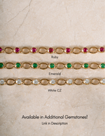 Gold diamond-chain tennis bracelet from Sami Jewels featuring sparkling rubies and elegant design.