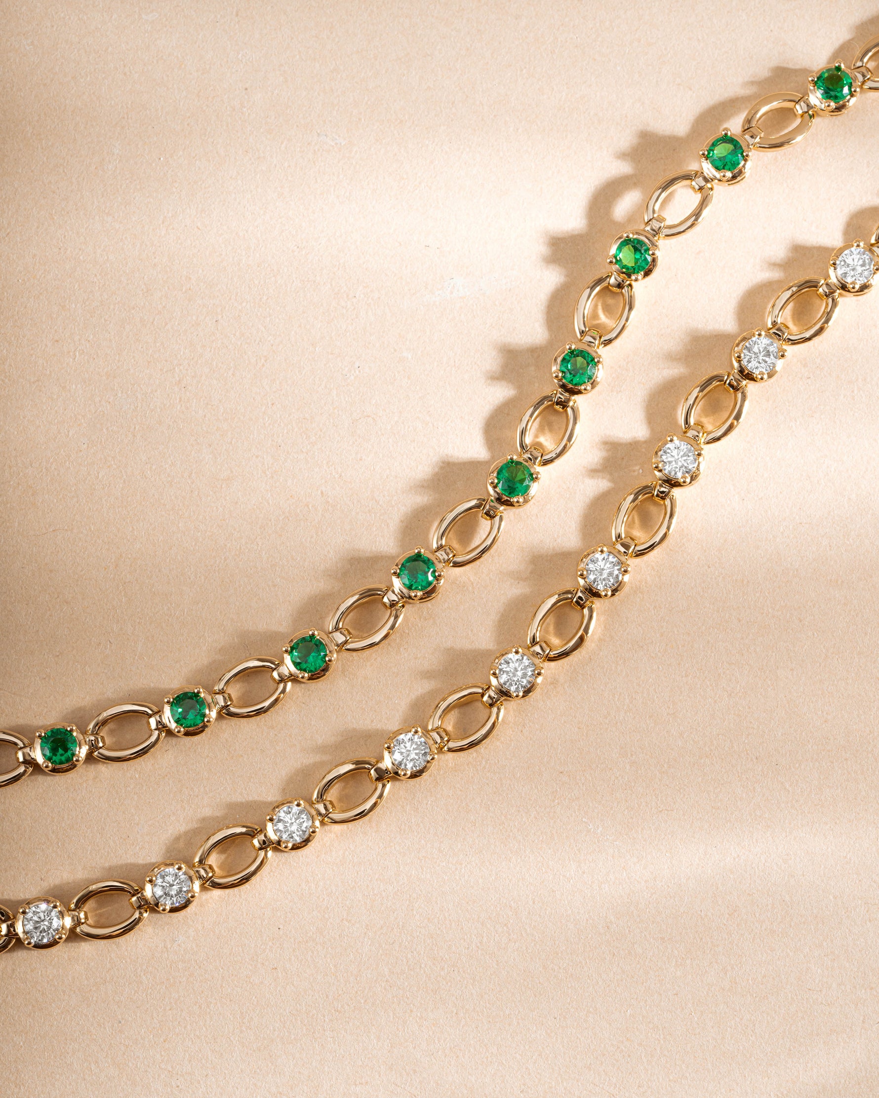 Gold diamond-chain tennis bracelet from Sami Jewels with sparkling diamonds and a delicate, elegant design.