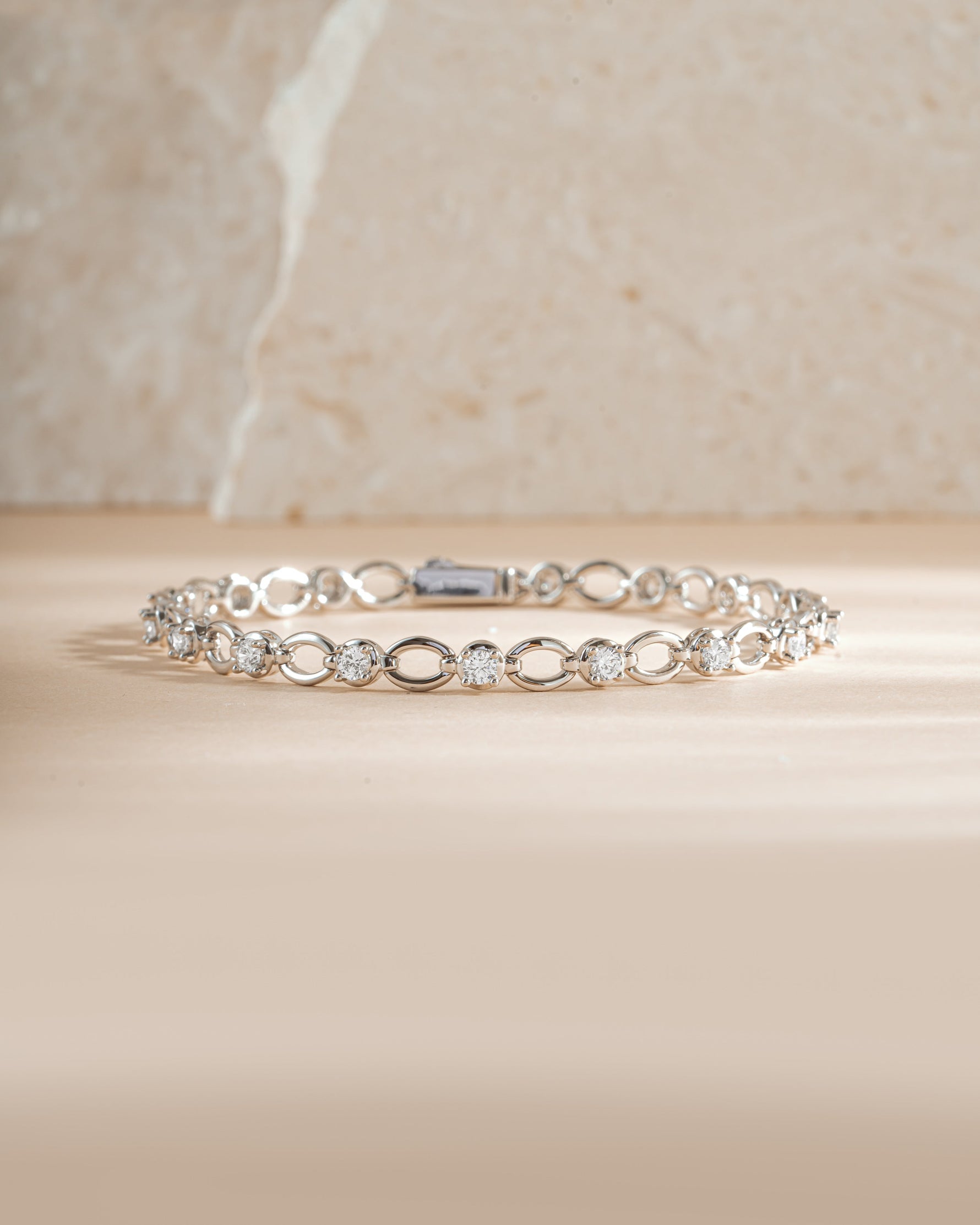 Sami Jewels Lilly Tennis Bracelet featuring a silver diamond-chain tennis bracelet with a front view.