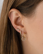 Gold CZ ear climber earrings by Sami Jewels featuring sparkling diamond accents on a stylish ear cuff design.