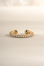 Front view of Samijewels-527 diamond ear cuff earrings showcasing sparkling diamonds and sleek design.