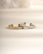 Gold and sterling silver diamond ear cuff earrings by Samijewels-527 featuring sparkling embedded diamonds