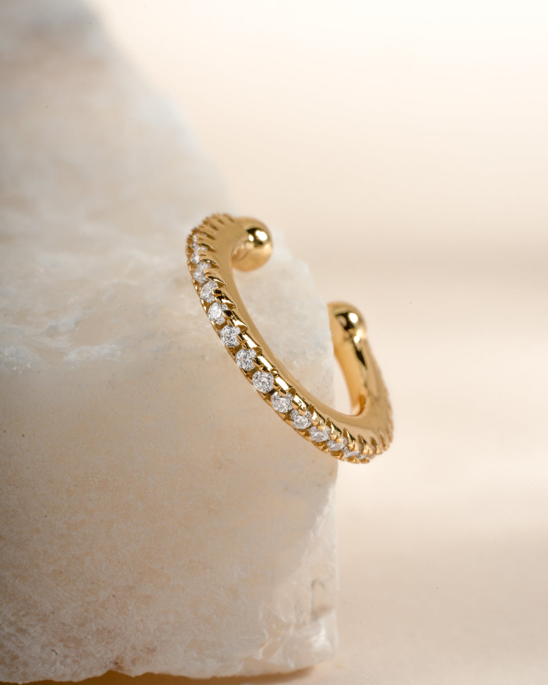Gold diamond ear cuff earrings by Samijewels-527 featuring sparkling diamonds and a sleek, modern design