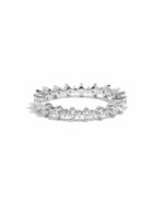 Sami Jewels Rebecca Eternity Ring with sparkling diamonds in sterling silver band, displayed on a white background.