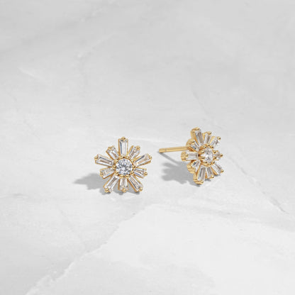 gold flower earrings