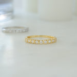 gold minimalist stacking ring with diamonds