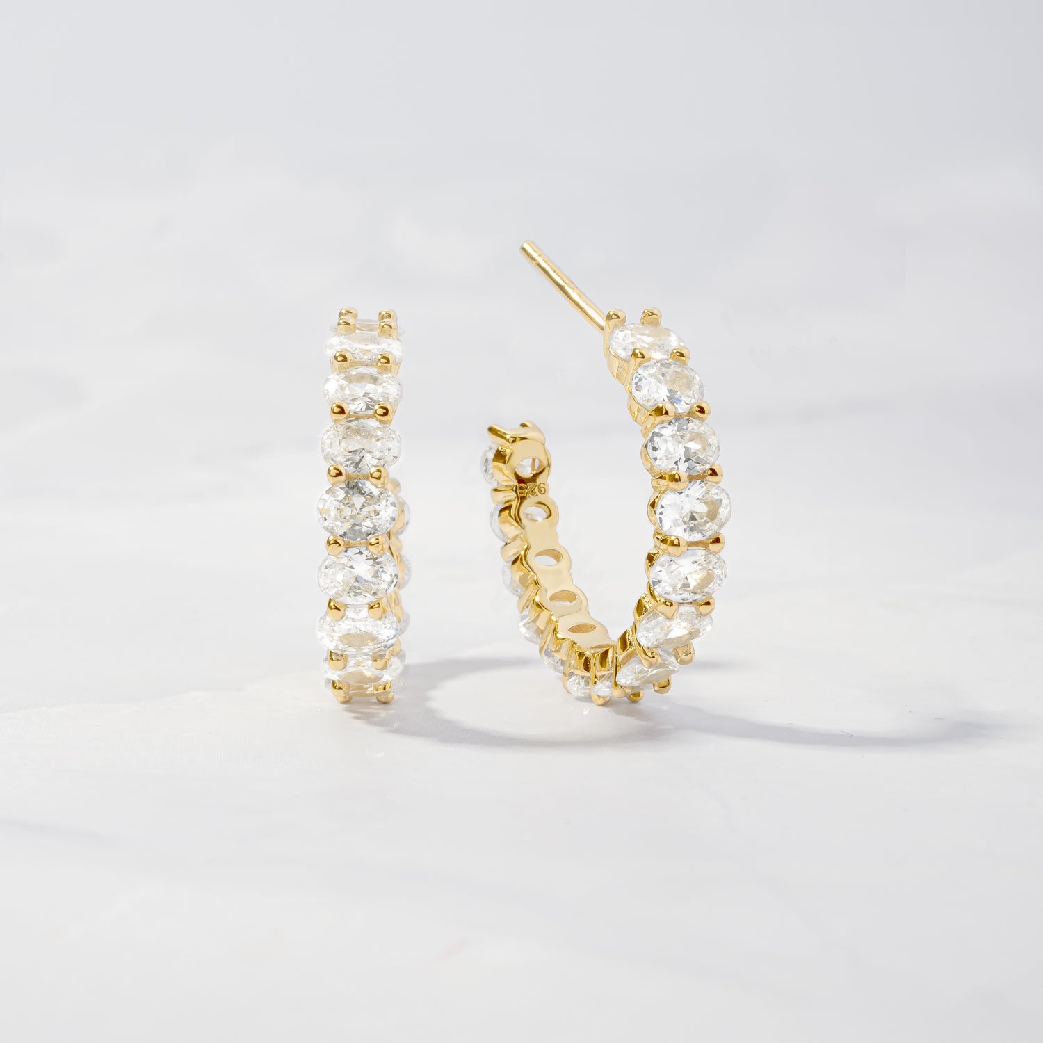 Oval Studded Hoop Earrings