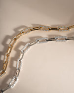 Diamond Paperclip Bracelet by Sami Jewels featuring gold and silver links, elegant and modern jewelry accessory.