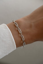 Silver Diamond Paperclip Bracelet by Sami Jewels featuring sleek, linked paperclip design with sparkling diamond accents.