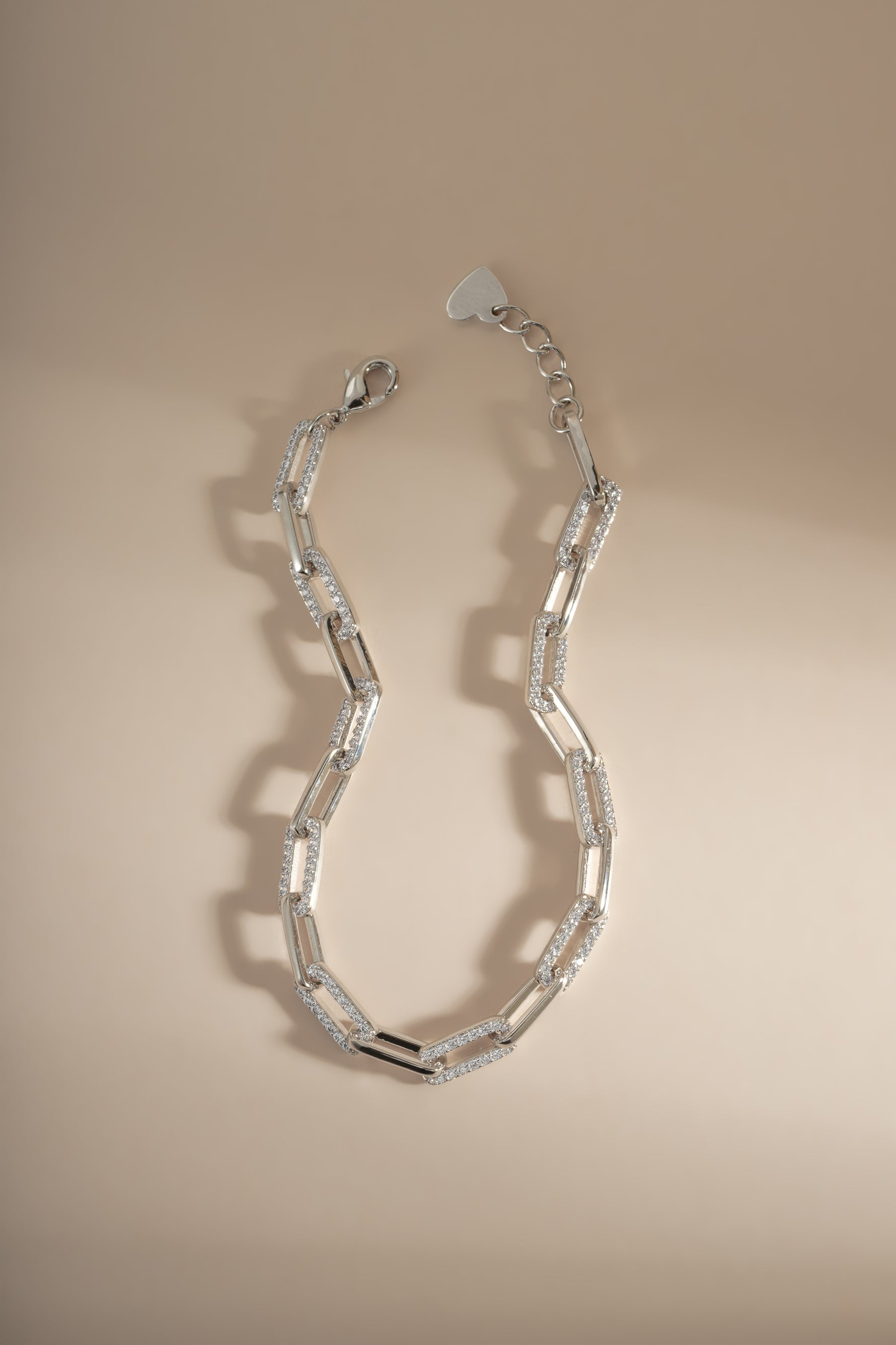 Silver Diamond Paperclip Bracelet by Sami Jewels featuring sleek, modern design with sparkling diamond accents.