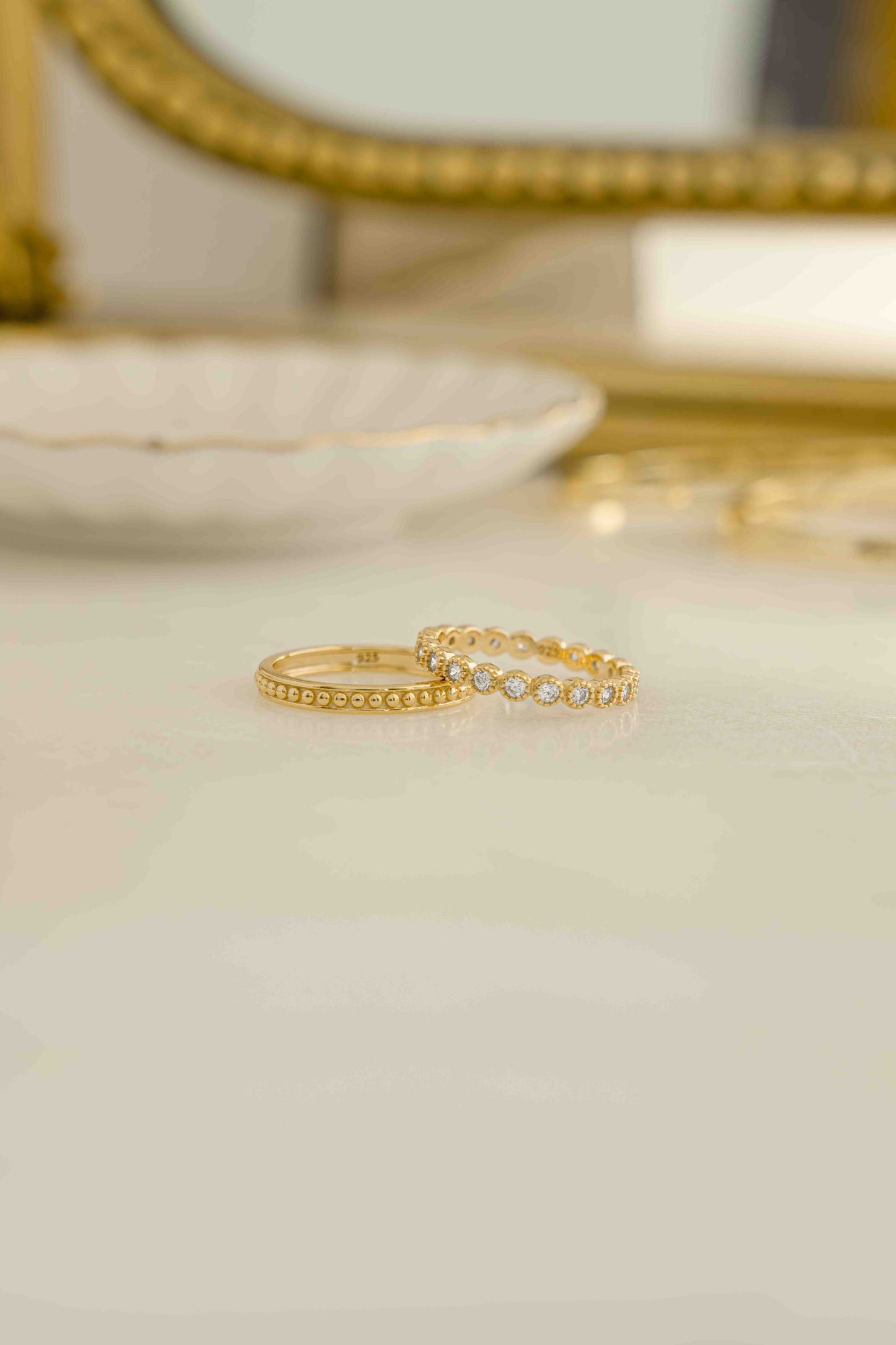 Minimalist Diamond Gold Ring Set for Wedding Jewelry