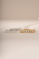 Sami Jewels Bianca stacking ring with gold and sterling silver, featuring a delicate diamond accent, front view.