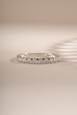 Sterling silver Bianca stacking ring with diamond accents by Sami Jewels, front view showing layered design and sparkling details.