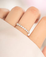 Sterling silver Bianca stacking ring with diamond accents from Sami Jewels, featuring a stylish layered design.
