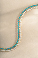 3mm round diamond and turquoise tennis bracelets in gold by Samijewels, showcasing elegant design and sparkling stones.