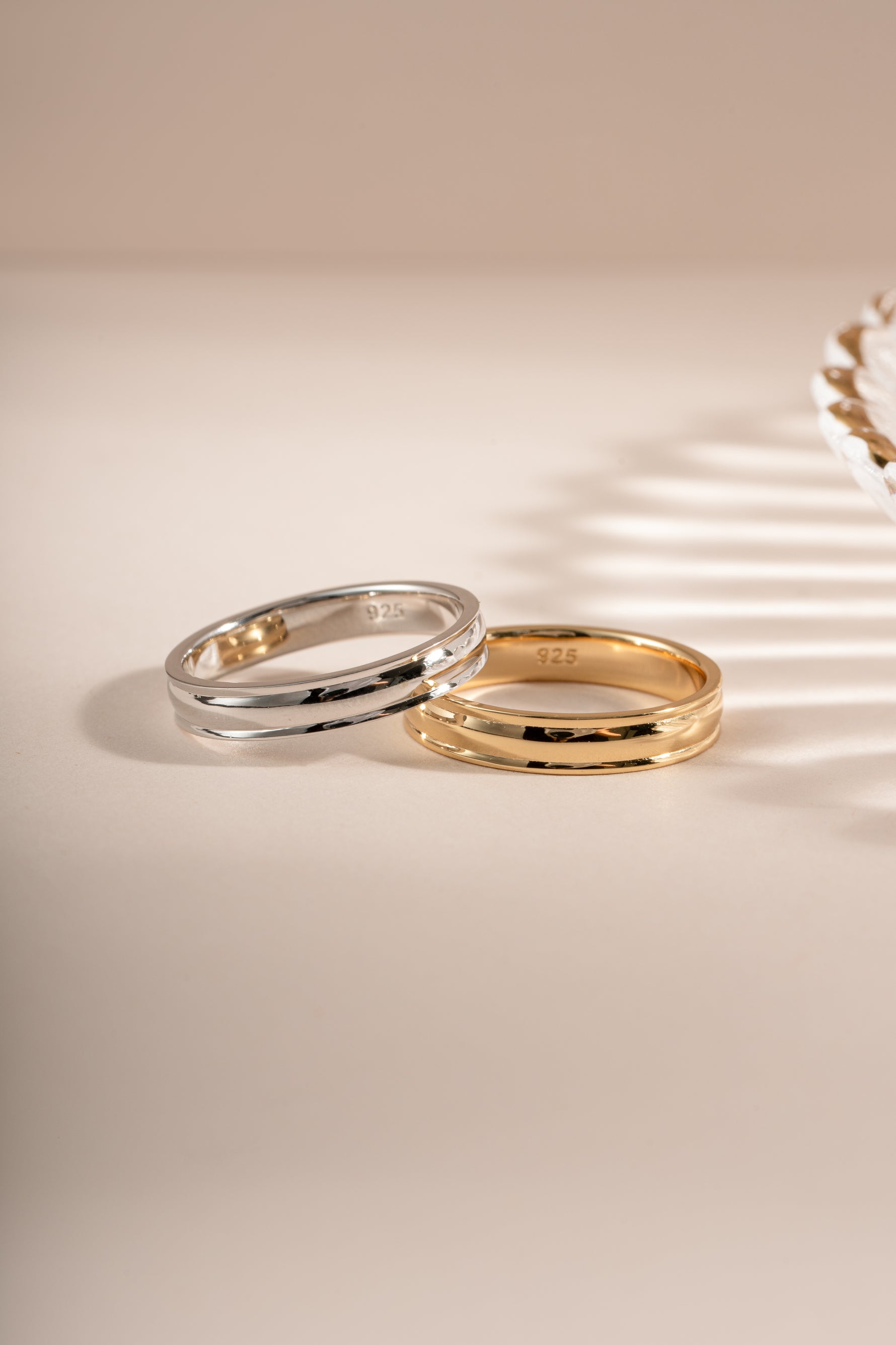 Sami Jewels Cathy Ring with double gold and sterling silver bands, showcasing a stylish and elegant jewelry design