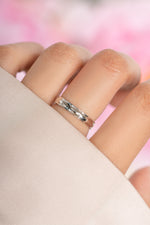 Sami Jewels Cathy Ring featuring a double-band sterling silver design, worn on a model's finger.