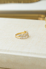 Gold Double Cluster Ring by Sami Jewels showcasing two sparkling gemstone clusters on a sleek band.