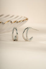 Sterling silver Stella Hoop Earrings by Sami Jewels featuring double hoops with polished finish and modern design.