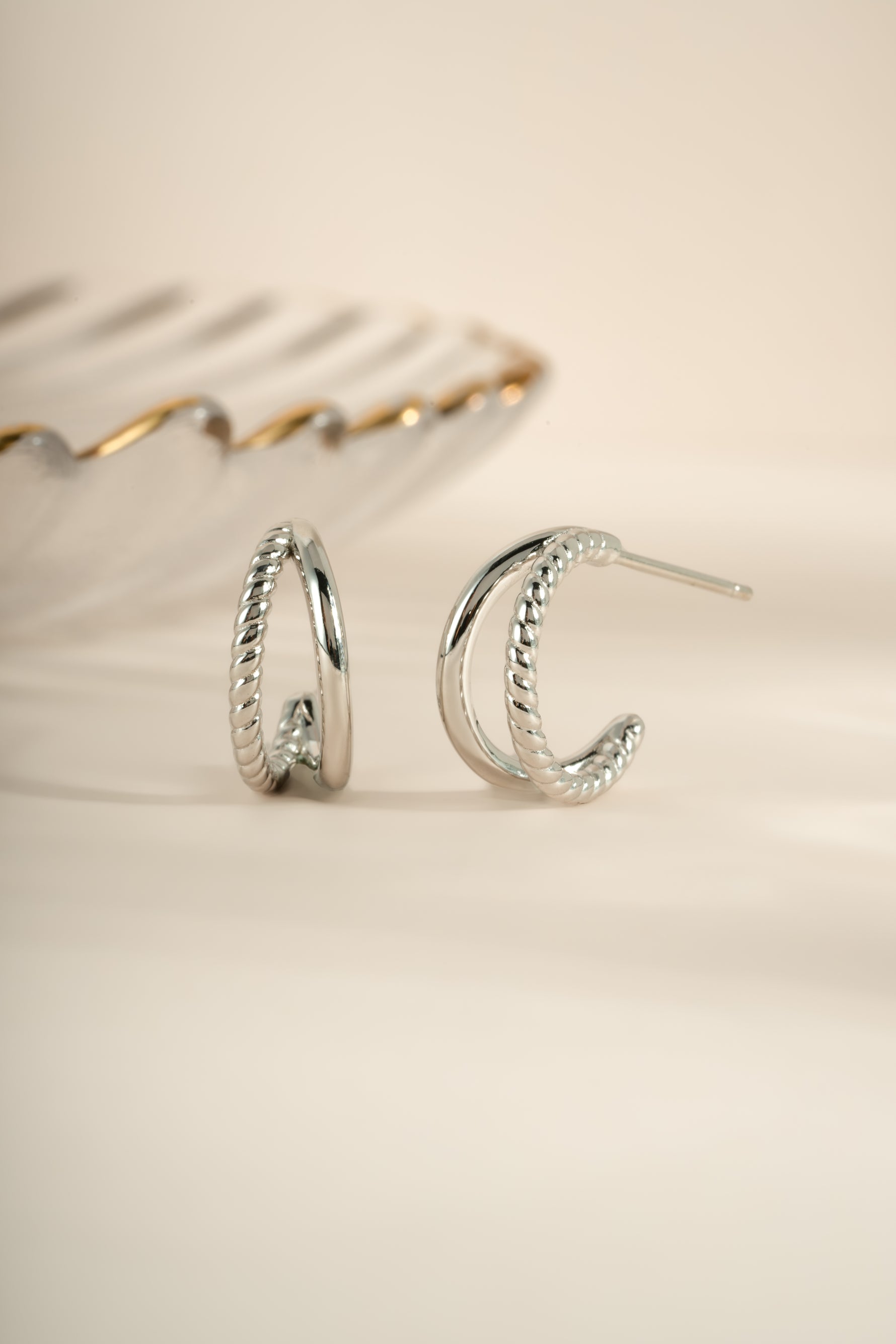 Sterling silver Stella Hoop Earrings by Sami Jewels featuring double hoops with polished finish and modern design.
