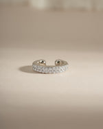 Sterling silver double row CZ ear cuff earrings from Sami Jewels, featuring sparkling cubic zirconia stones in a stylish design.