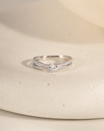 double shank diamond ring in sterling silver front view 