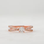 double shank diamond ring in rose gold
