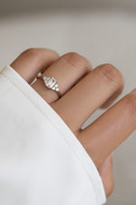 Emerald cut diamond sterling silver stacking ring by Sami Jewels with a sleek, modern design.