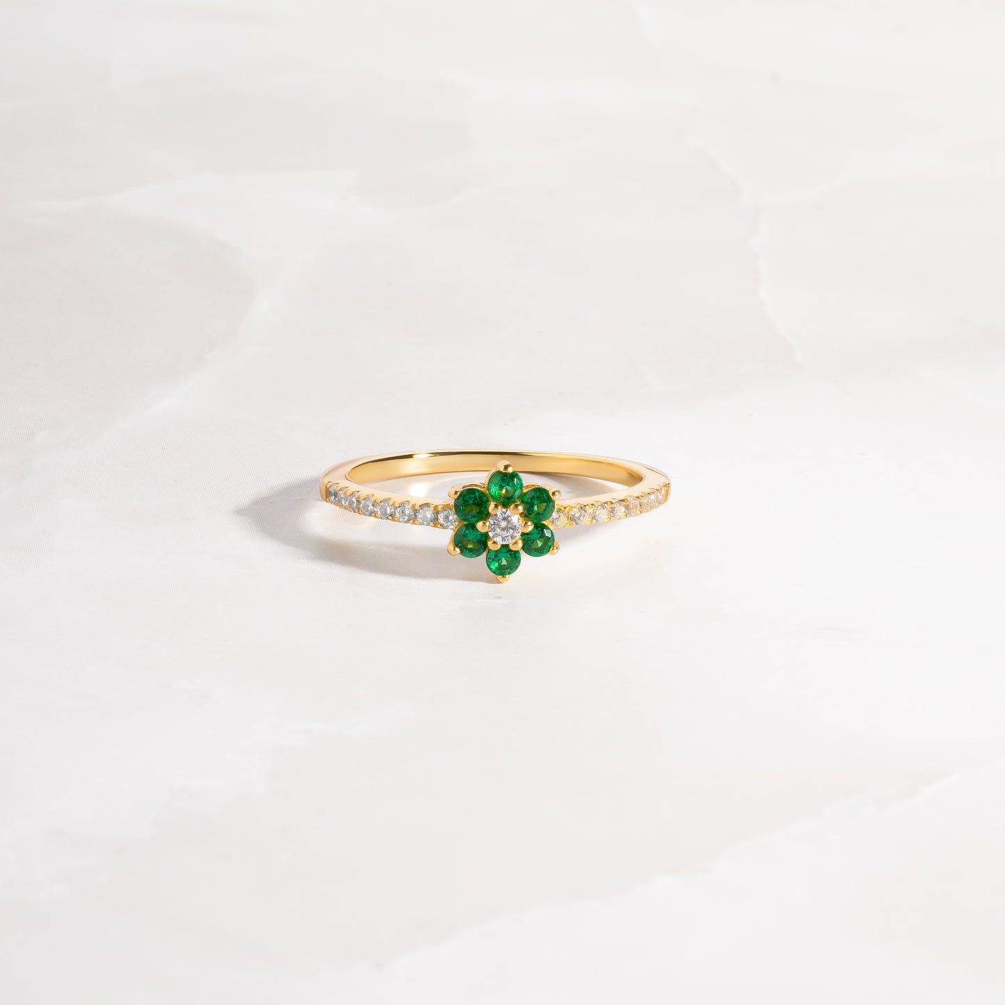 an emerald flower ring, rings for women