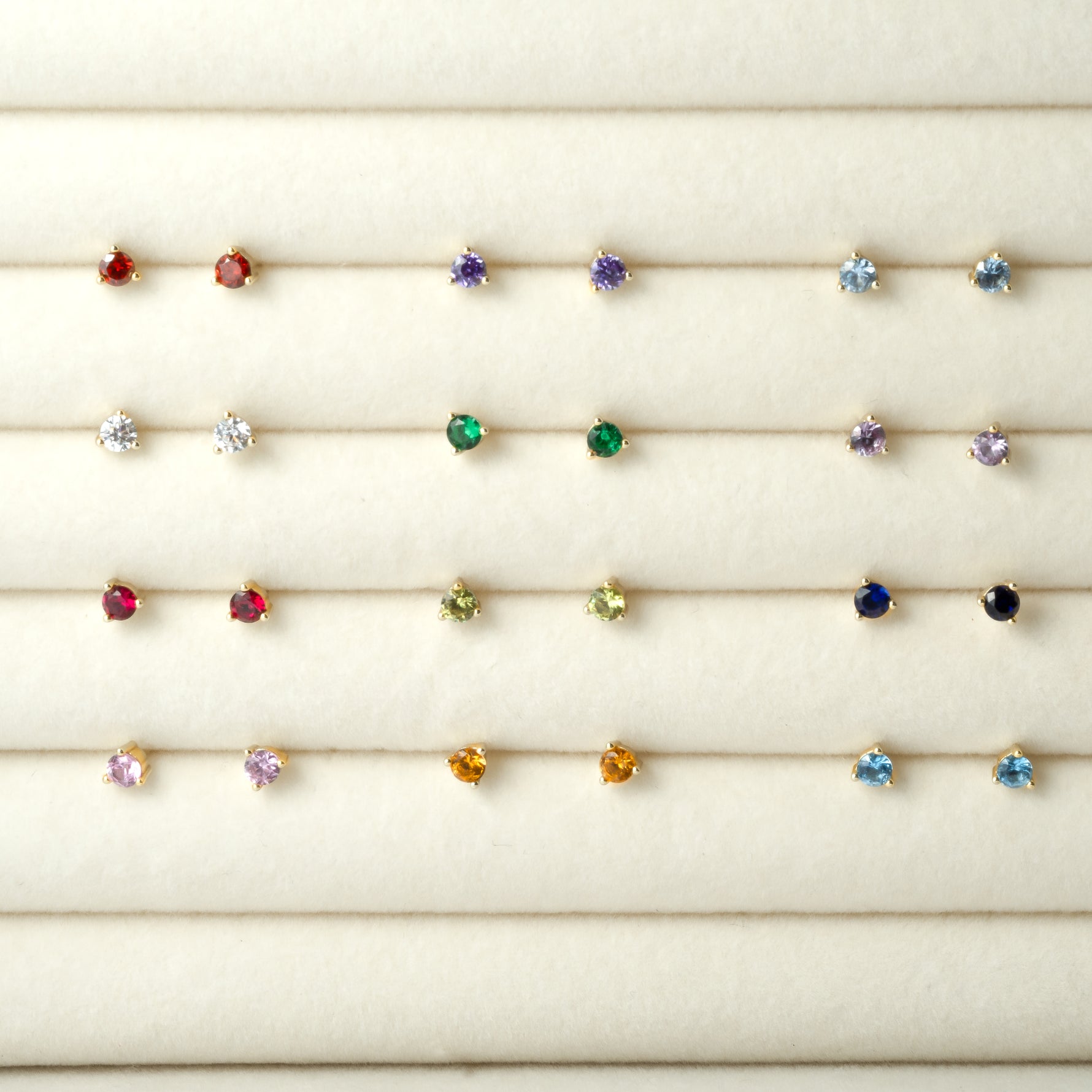 Birthstone color hypoallergenic stud earrings