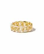 White enamel chain ring by Sami Jewels featuring a sleek gold-tone design on a plain white background.