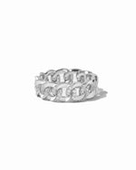 White enamel chain ring by Sami Jewels, sterling silver ring with enamel detailing, displayed against a plain white background.