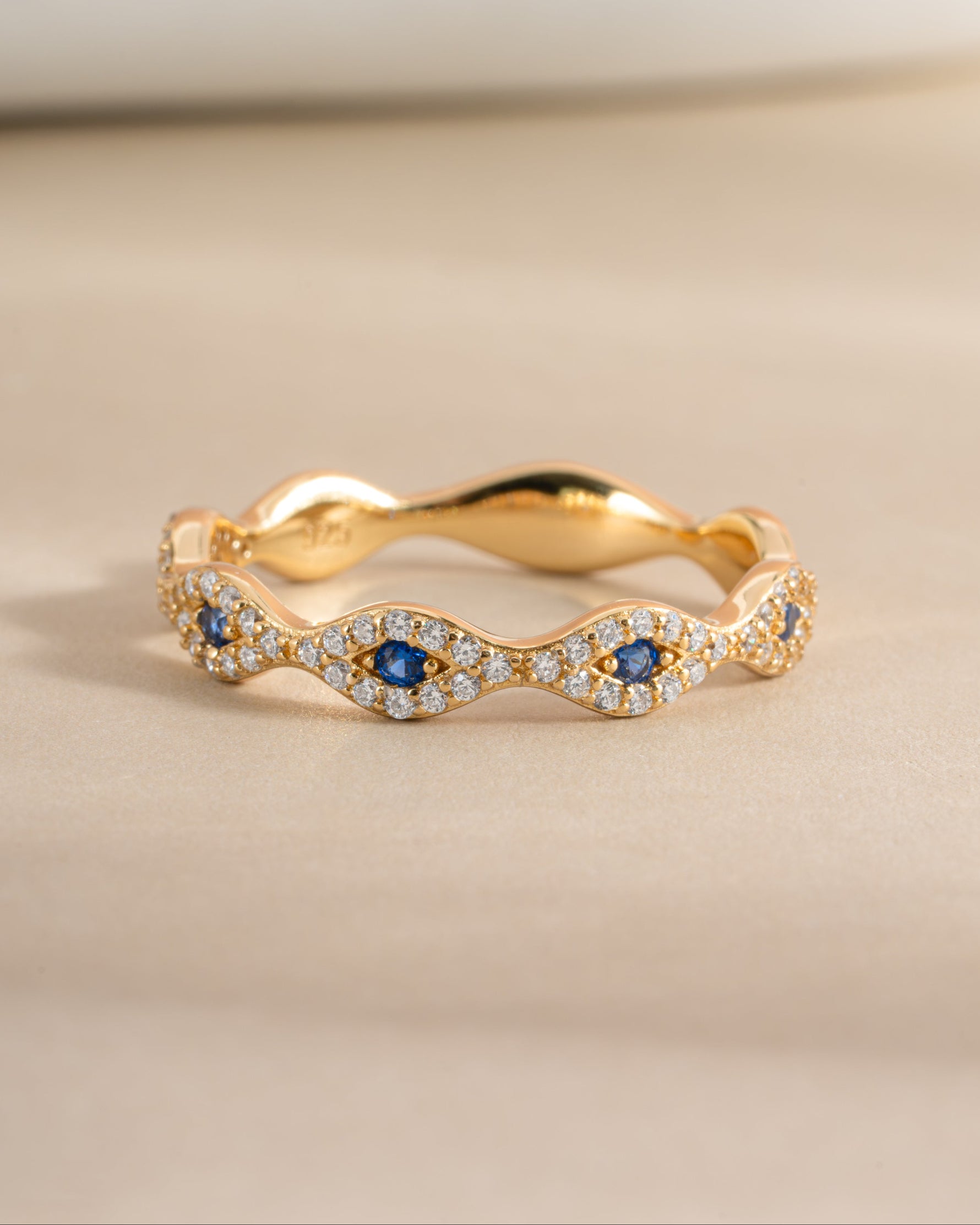 Gold Evil Eye Band ring by Sami Jewels featuring a protective evil eye design, ideal for everyday jewelry.
