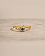 adjustable evil eye ring in gold front view