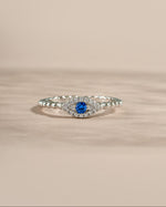 adjustable evil eye ring in sterling silver front view