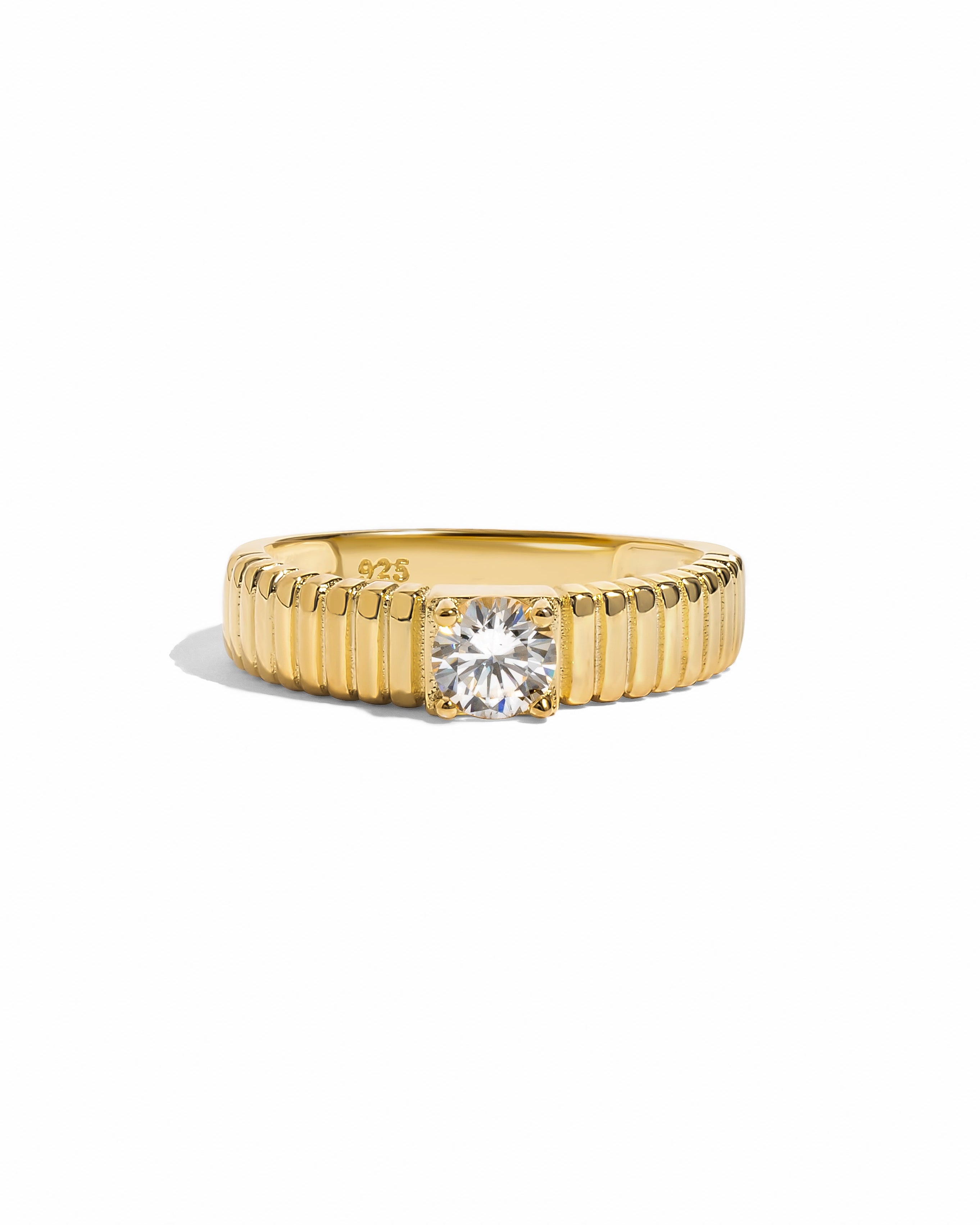 Fluted Solitaire CZ Ring | Sami Jewels - Elegant Silver & Gold Designs