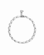 Freshwater pearl beaded bracelet by Sami Jewels featuring white pearls on a sterling silver chain, displayed against a white background.
