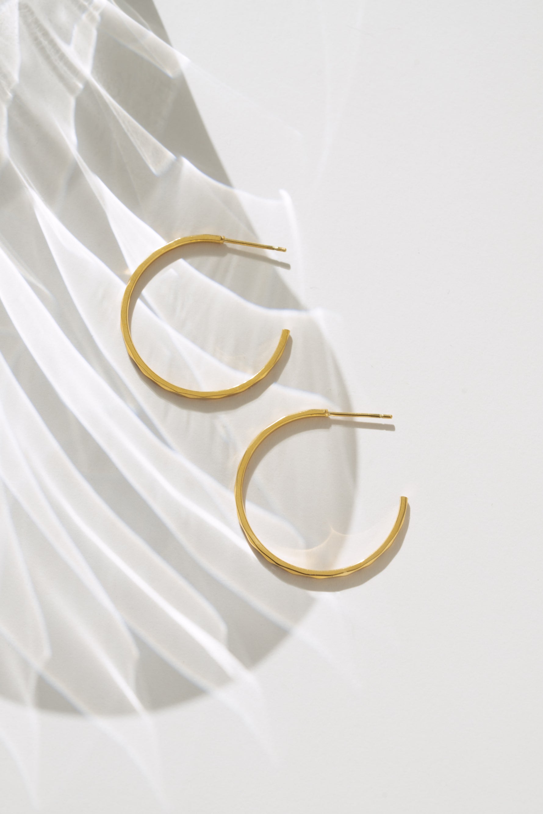 Gold stainless steel SS Geometric Hoop Earrings by Sami Jewels, side view showing modern geometric design and waterproof finish.
