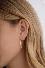 Gold stainless steel SS Geometric Hoops earrings from Sami Jewels, featuring modern geometric design and waterproof finish.