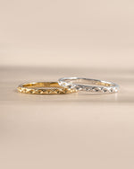 geometric stacking ring in gold and sterling silver closeup view