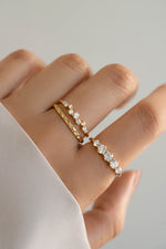 geometric stacking ring stack, styled on models hand 