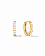 gold 10mm diamond huggie hoop earring white background