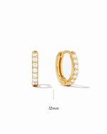 Gold 10mm diamond hoop earring with size white background